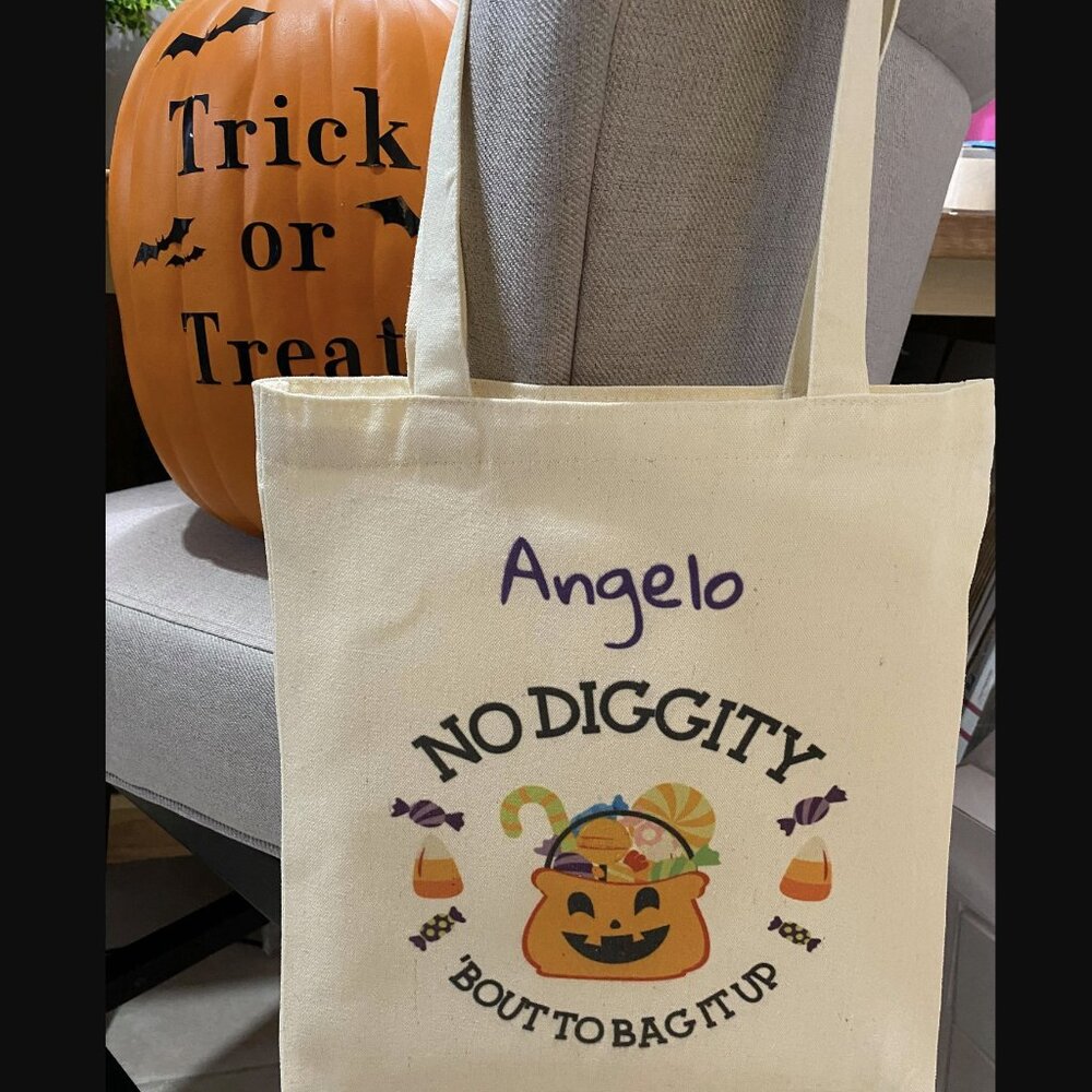 Personalized Halloween Trick or Treat Bag Tote - Picture 4 of 7